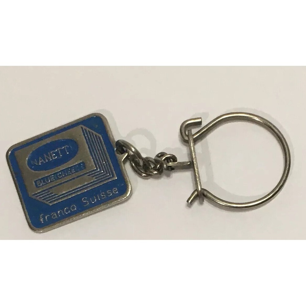 Vtg Nanette Blue Cheese Franco Suisse Keychain Advertising Metal Holland RARE